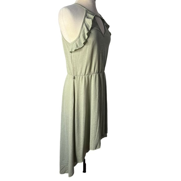 January 7 Maxi Dress Large Green Sleeveless A Style Eyelet Hi-Lo Hem - Picture 6 of 13